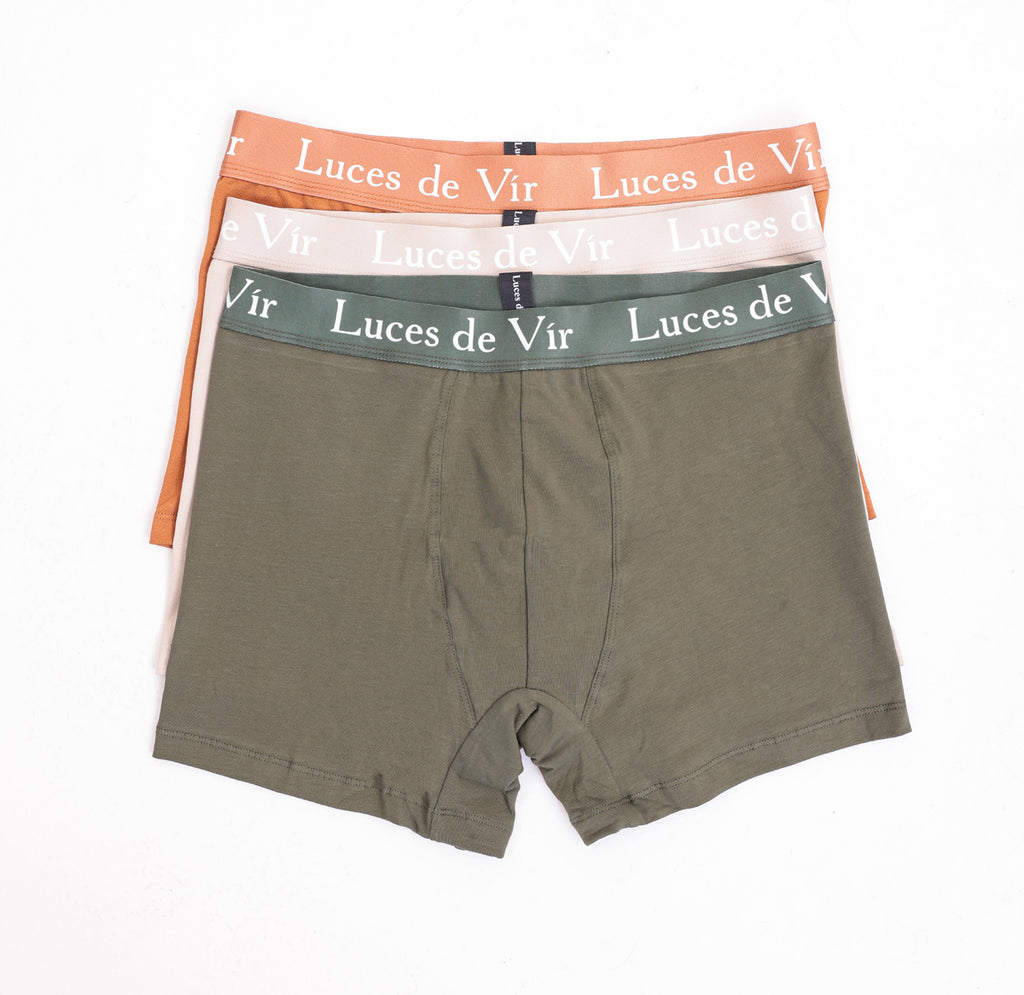 Erkek 3’lü Boxer Seti (Haki-Bej-Kahverengi) | Luces de Vír