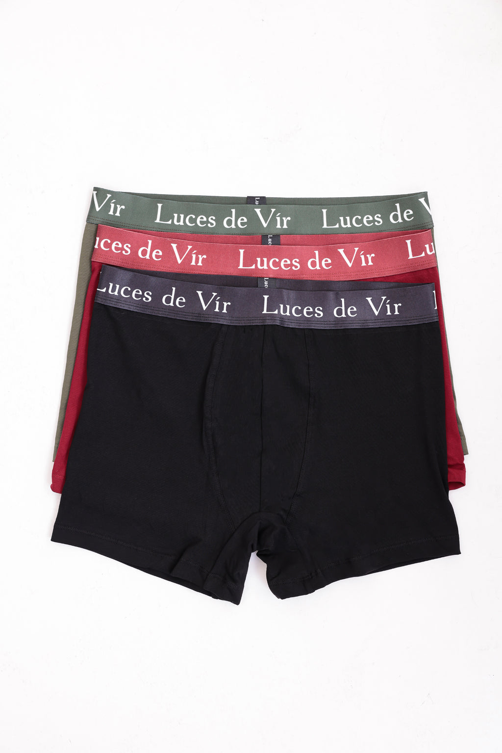 Erkek 3’lü Boxer Seti (Haki-Bordo-Siyah) | Luces de Vír