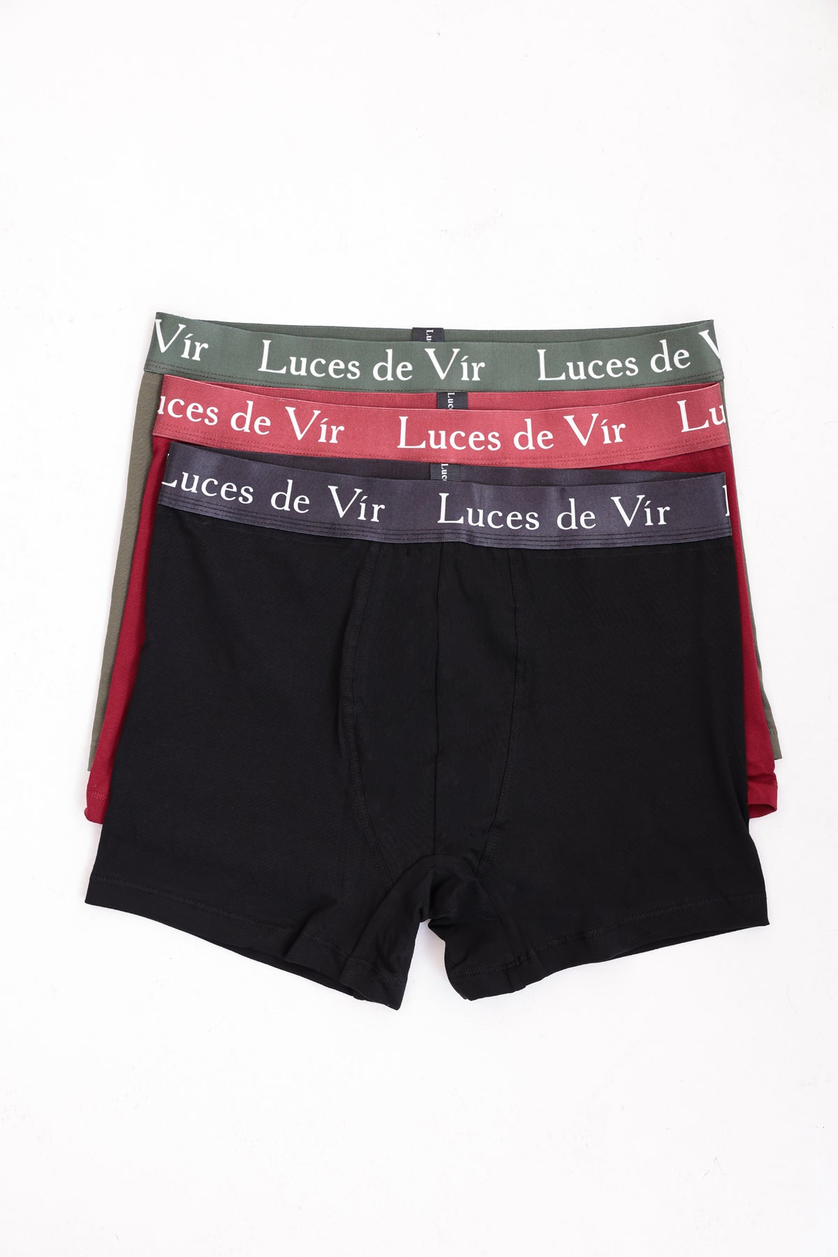 Erkek 3’lü Boxer Seti (Haki-Bordo-Siyah) | Luces de Vír