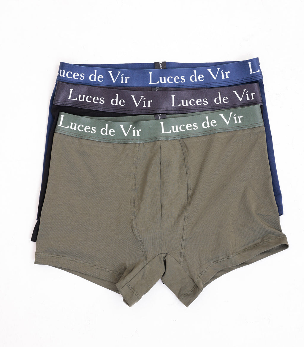 Erkek 3’lü Boxer Seti (Lacivert-Siyah-Haki) | Luces de Vír