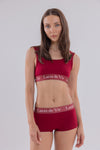 Bordo Bralet&String&Boyshort Takım - 2 Alana 1 Bedava
