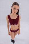 Bordo Bralet&String Takım