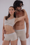 Couple Bej Boyshort - Bralet - Erkek Boxer