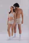Couple Bej Boyshort - Bralet - Erkek Boxer