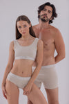 Couple Bej Slip - Bralet - Erkek Boxer