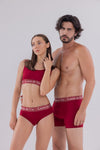 Couple Bordo Slip - Bralet - Erkek Boxer