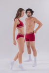 Couple Bordo Slip - Bralet - Erkek Boxer