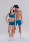 Couple Petrol Mavisi Boyshort - Bralet - Erkek Boxer
