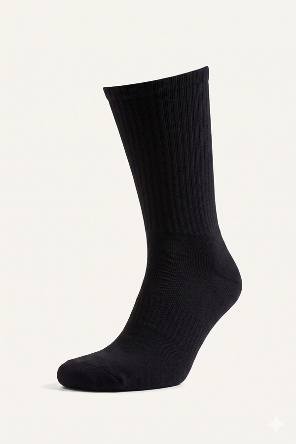Siyah 3 Çift Unisex Erkek Çorap ve Kadın Spor Çorabı - Nefes Alabilir Çorap
